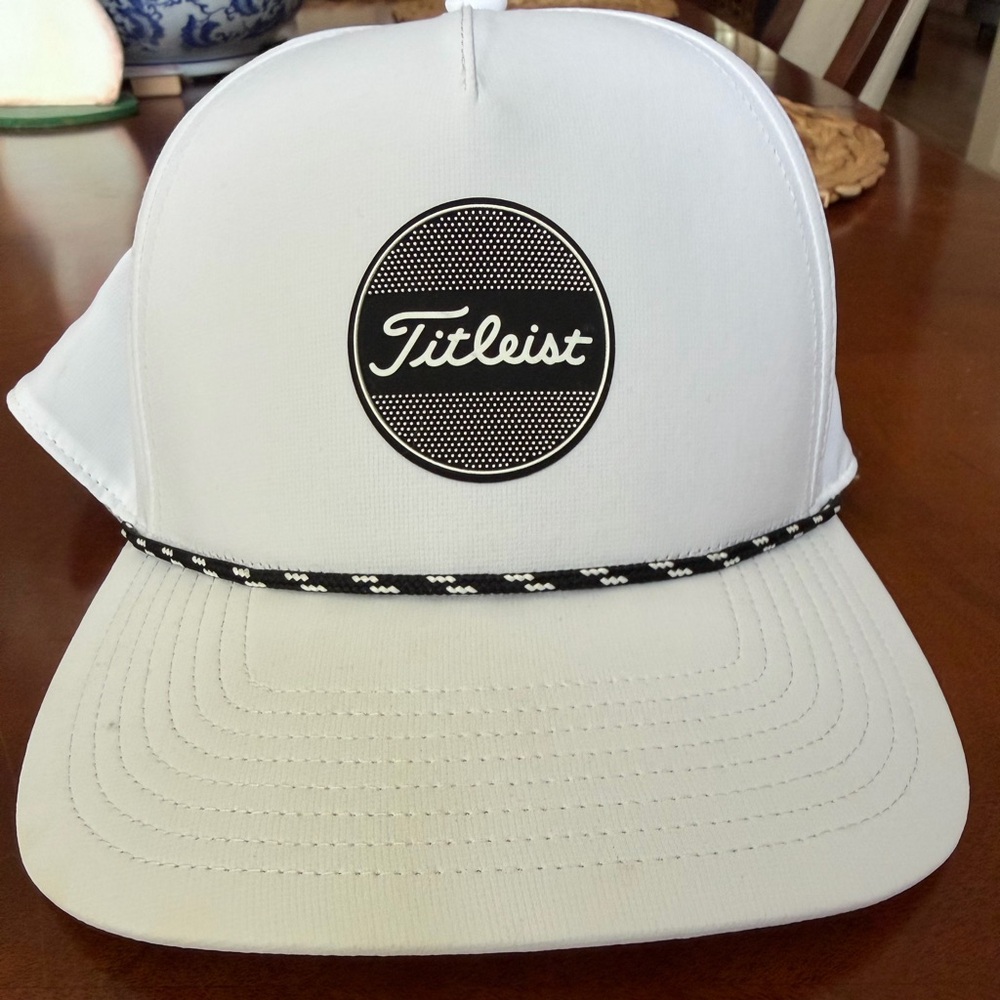 Titleist White and Black Rope-Trim Golf Cap